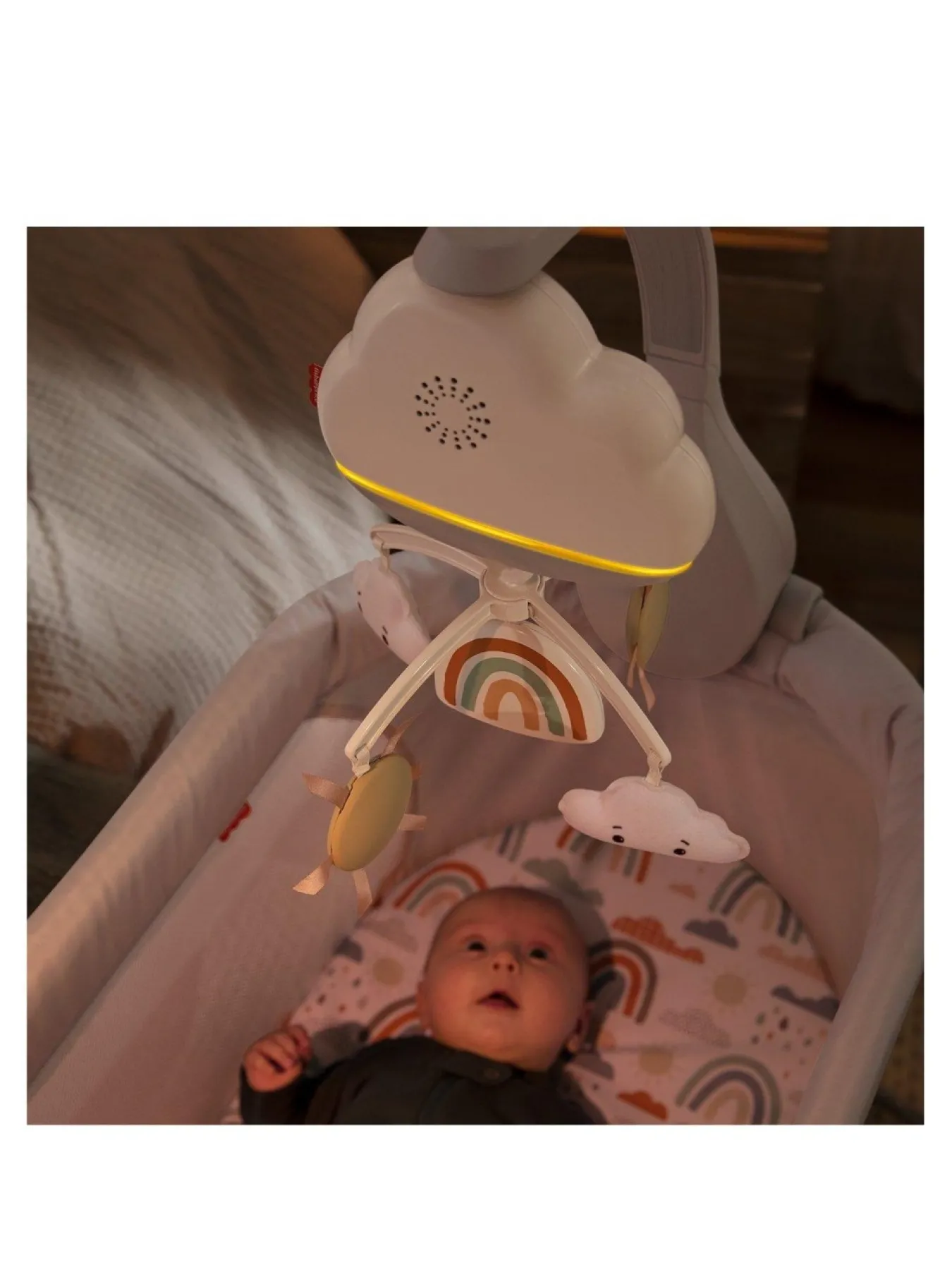 Christmas Gifts Fisher-Price Rainbow Showers Bassinet To Bedside Mobile* Christmas Gifts