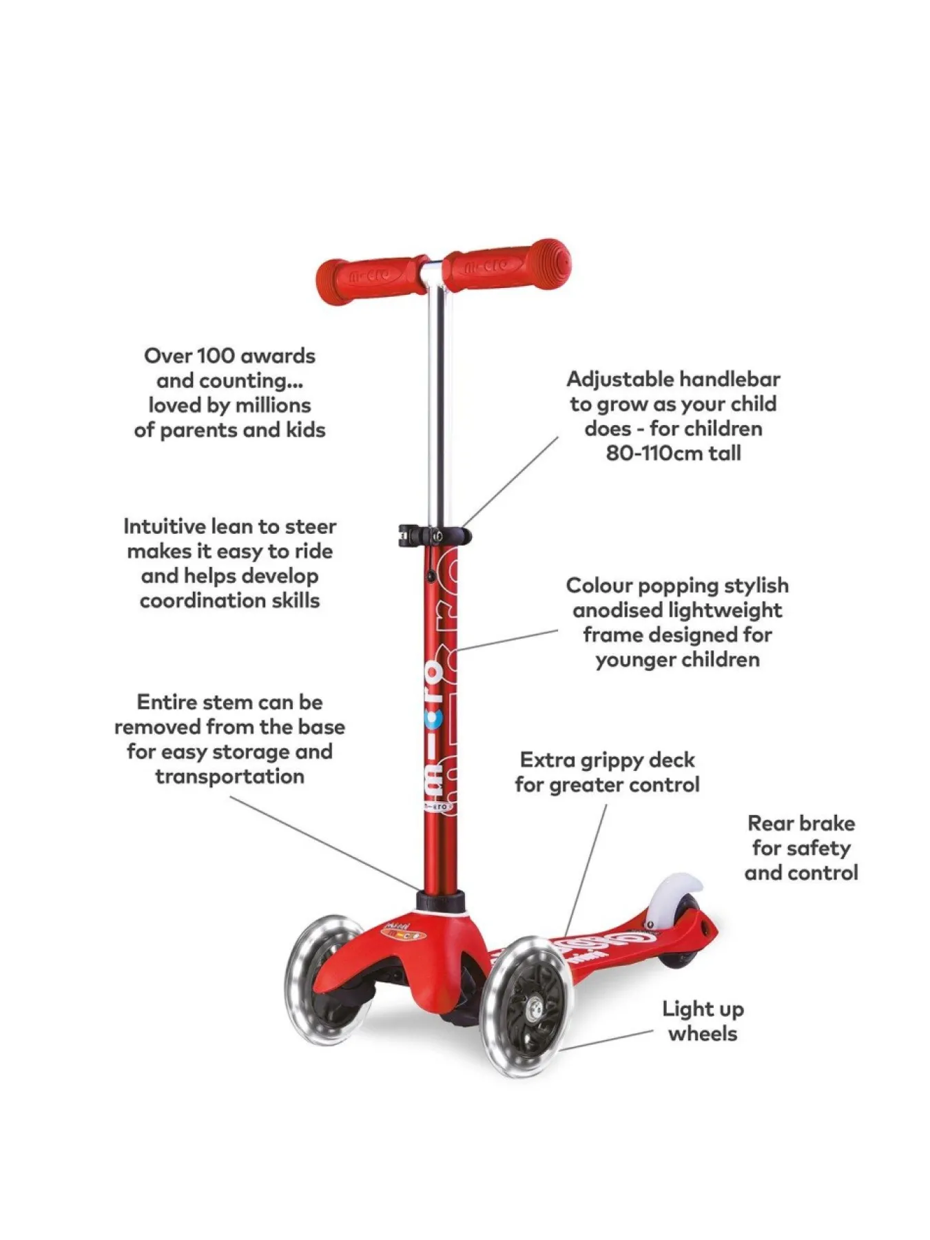 Christmas Gifts Micro Scooter Mini Deluxe Led Red* Christmas Gifts