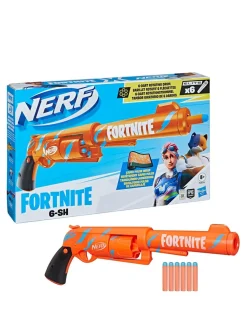 Christmas Gifts Nerf Fortnite 6-Sh Dart Blaster – Camo Pulse Wrap, Hammer Action Priming, 6-Dart Drum, 6 Nerf Elite Darts* Christmas Gifts