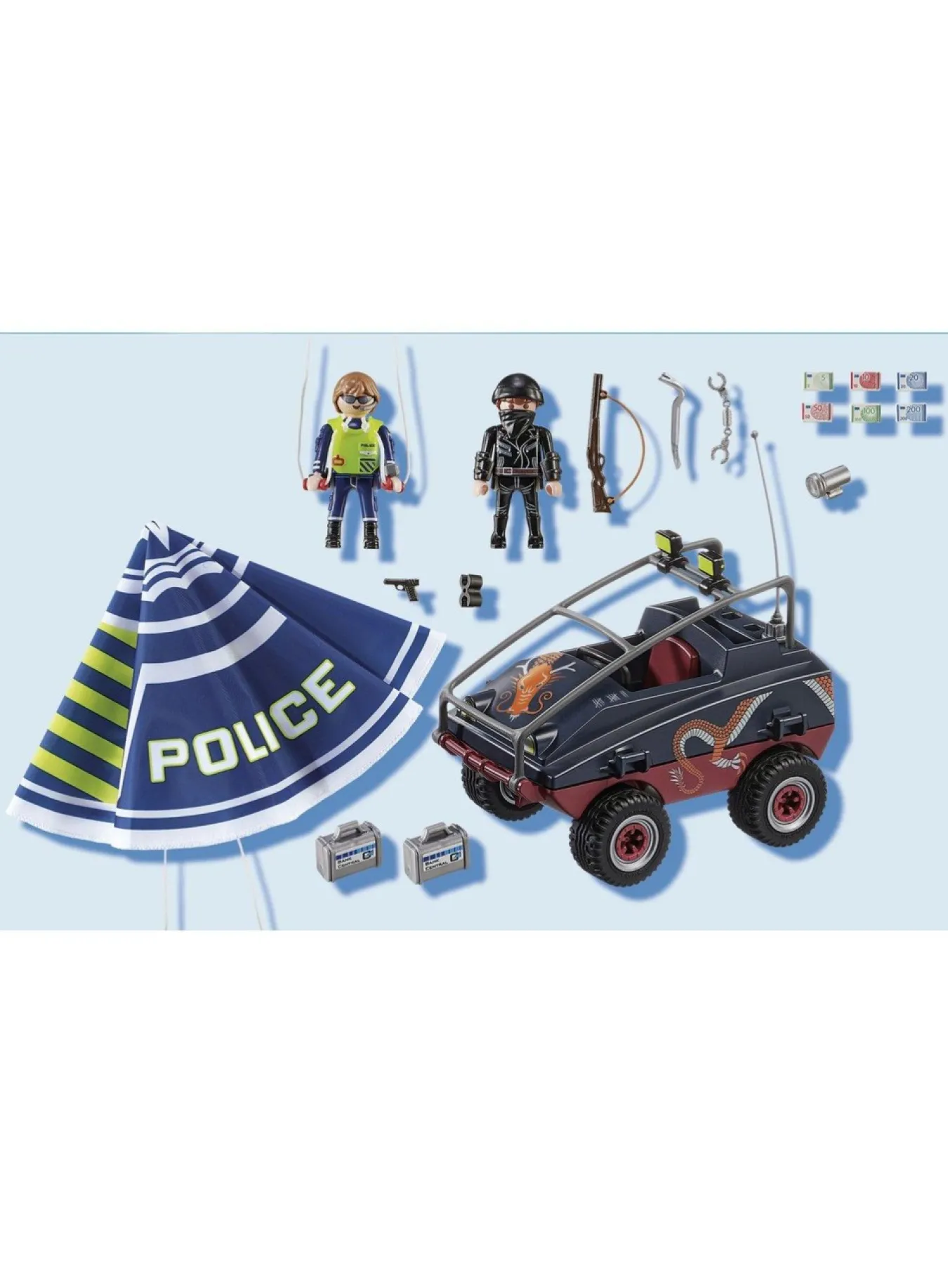 * Playmobil 70781 City Action Police Parachute With Amphibious Vehicle* Playmobil