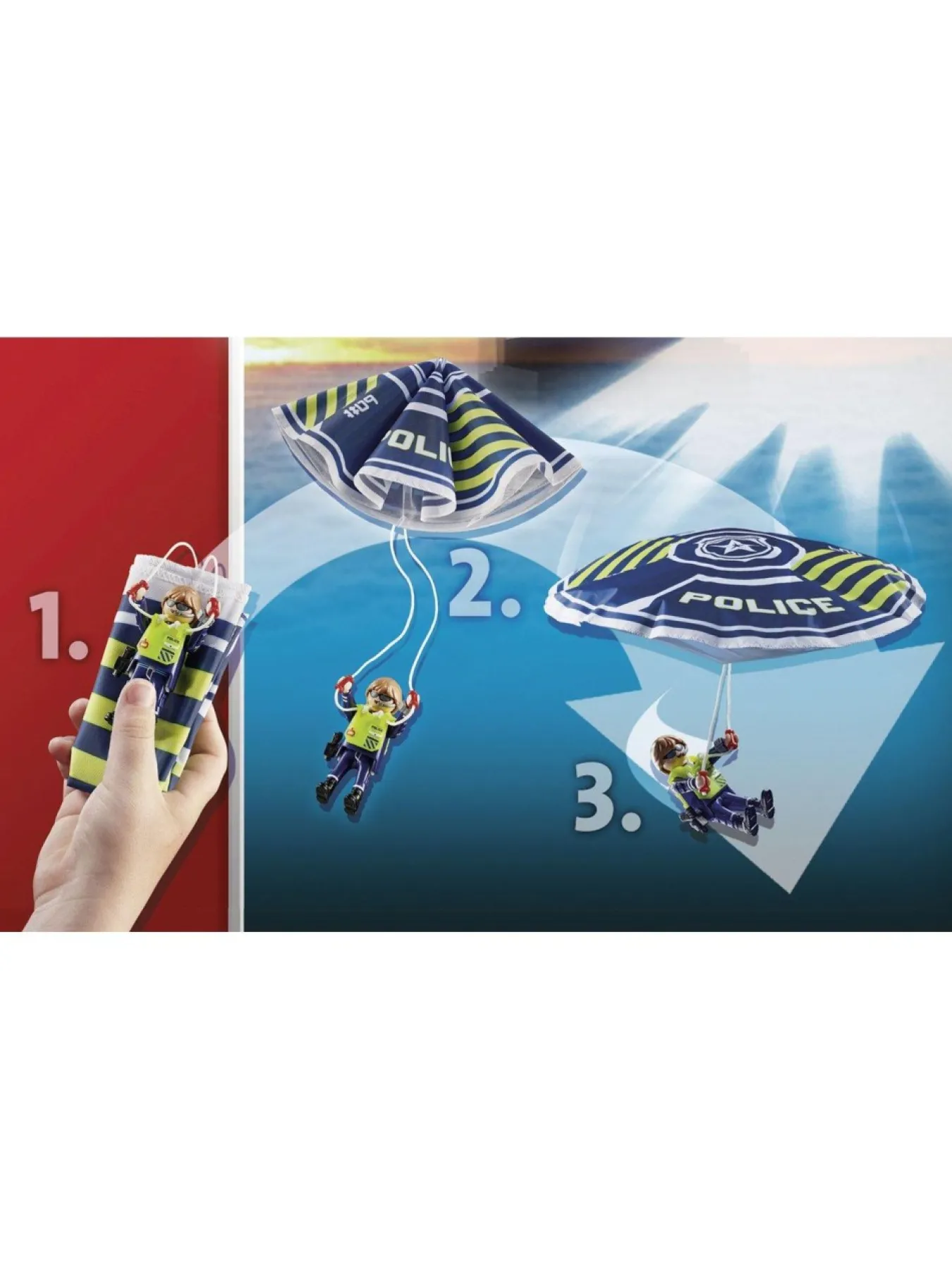 * Playmobil 70781 City Action Police Parachute With Amphibious Vehicle* Playmobil