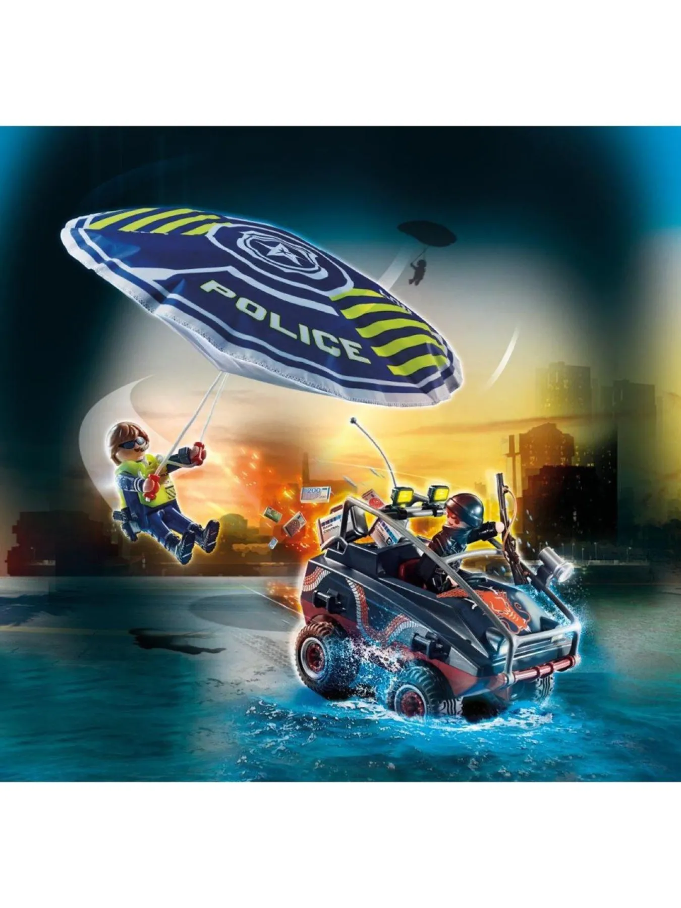 * Playmobil 70781 City Action Police Parachute With Amphibious Vehicle* Playmobil