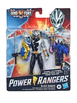 Christmas Gifts Power Rangers Dino Fury Black Ranger With Shield Sleeve* Christmas Gifts