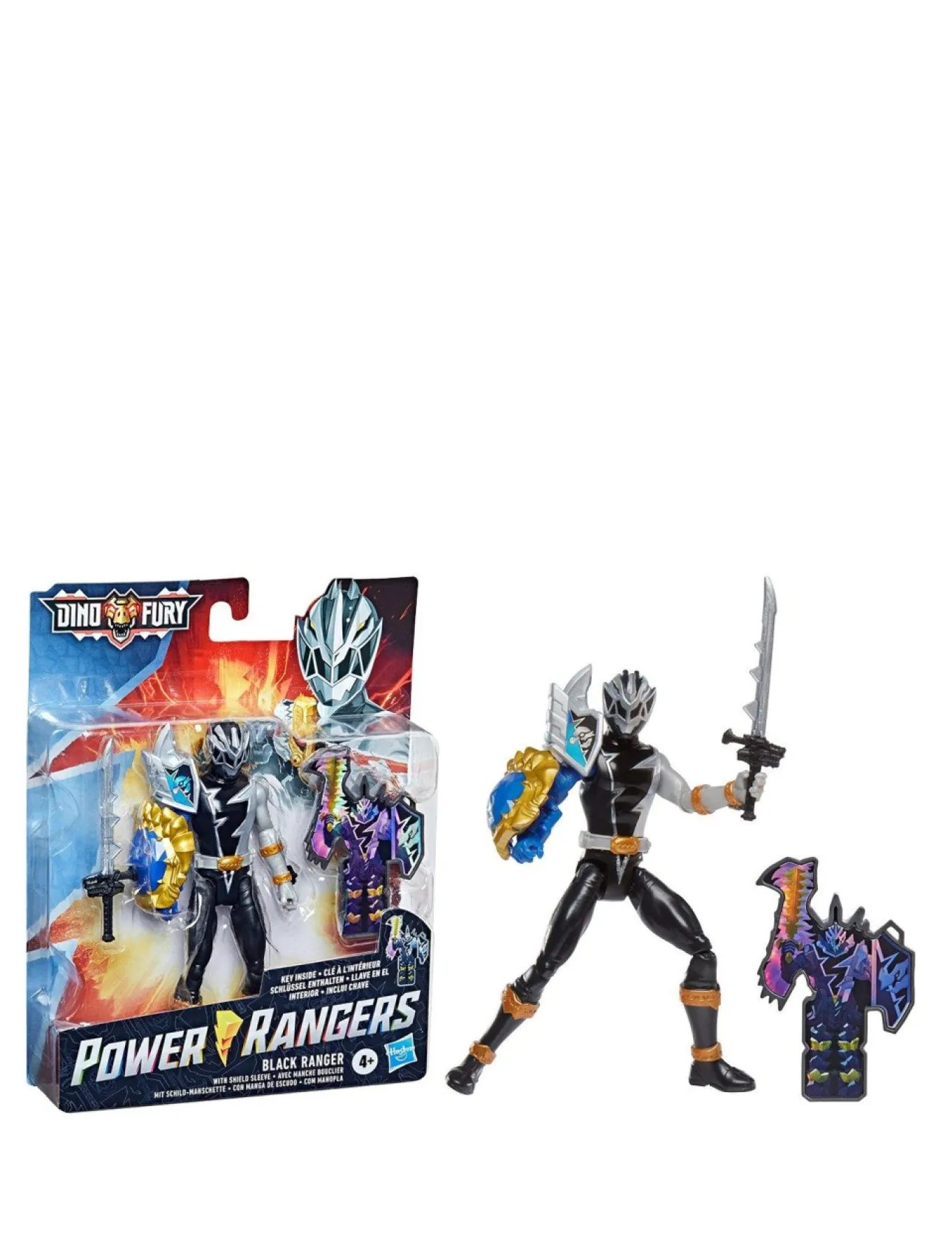 Christmas Gifts Power Rangers Dino Fury Black Ranger With Shield Sleeve* Christmas Gifts