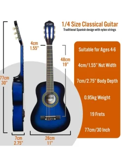 3rd Avenue 1/4 Size Classical Guitar Pack – Blueburst* 3Rd Avenue