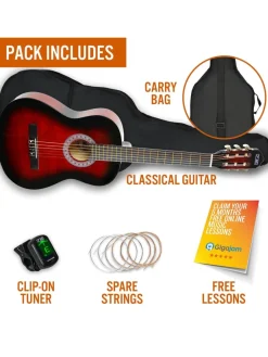 3rd Avenue Full Size Classical Guitar Pack – Redburst* 3Rd Avenue