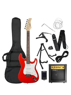 Christmas Gifts Rocket Full Size Electric Guitar Pack In Red With Free Online Music Lessons* Christmas Gifts