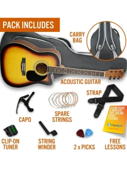 Christmas Gifts Shop Mx Cutaway Acoustic Guitar Pack – Sunburst* Christmas Gifts