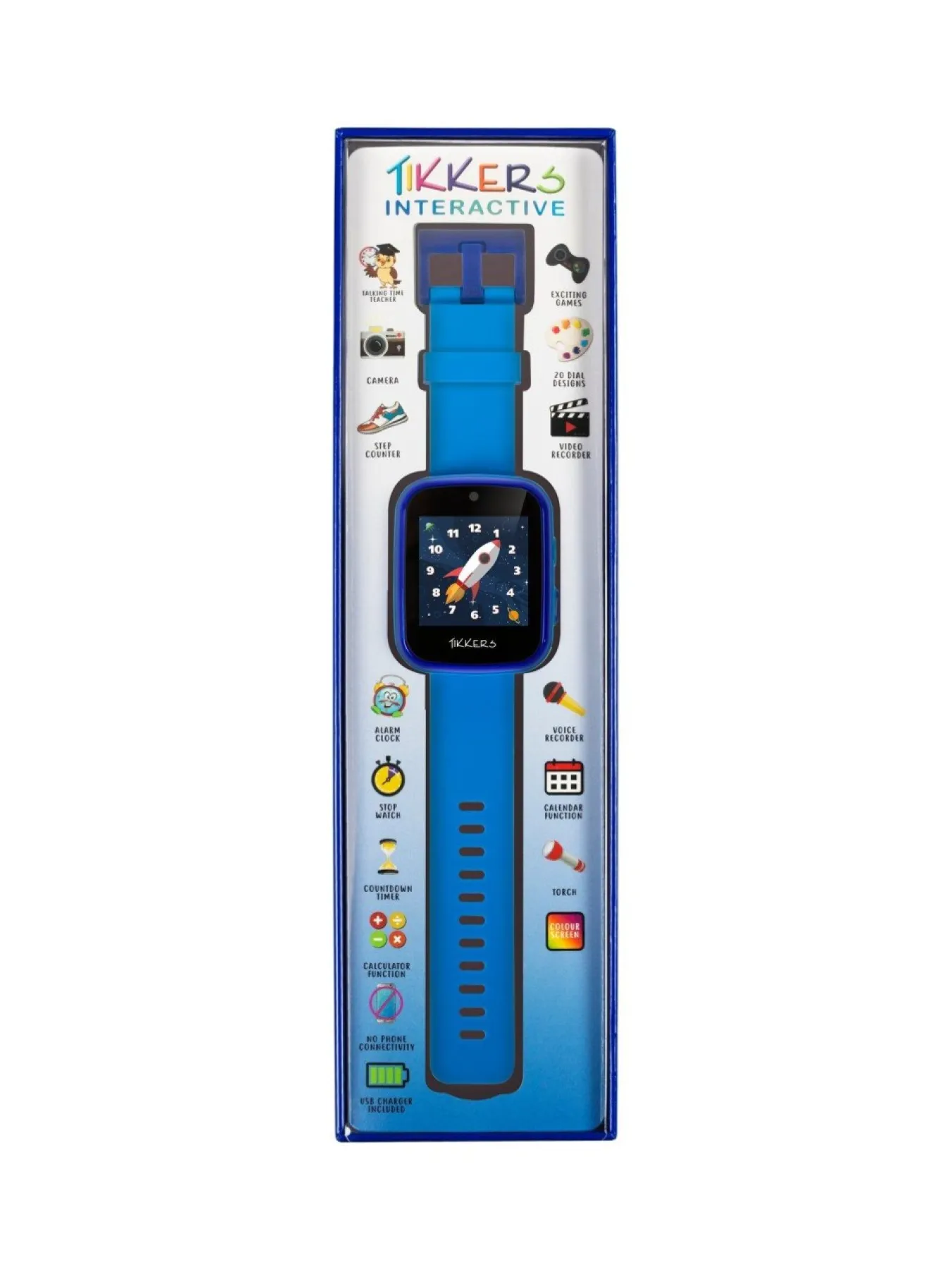 Christmas Gifts Tikkers Full Display Blue Silicone Strap Kids Smart Watch* Christmas Gifts