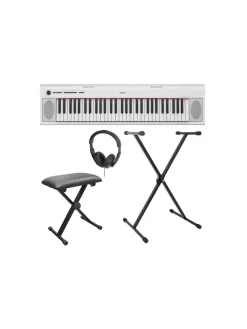 Christmas Gifts Yamaha Piaggero Np12 White Electronic Keyboard With Stand, Bench, Headphones And Online Lessons* Christmas Gifts